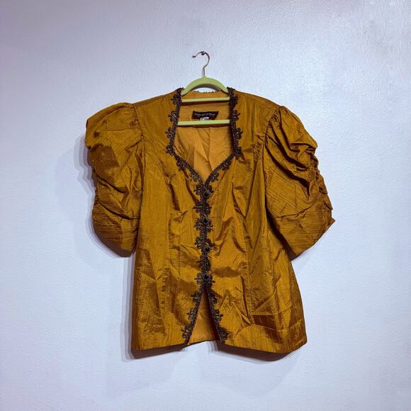 Barbara Barbara Yellow Puff Sleeve Vintage Blouse Sz 22 - Picture 1 of 10